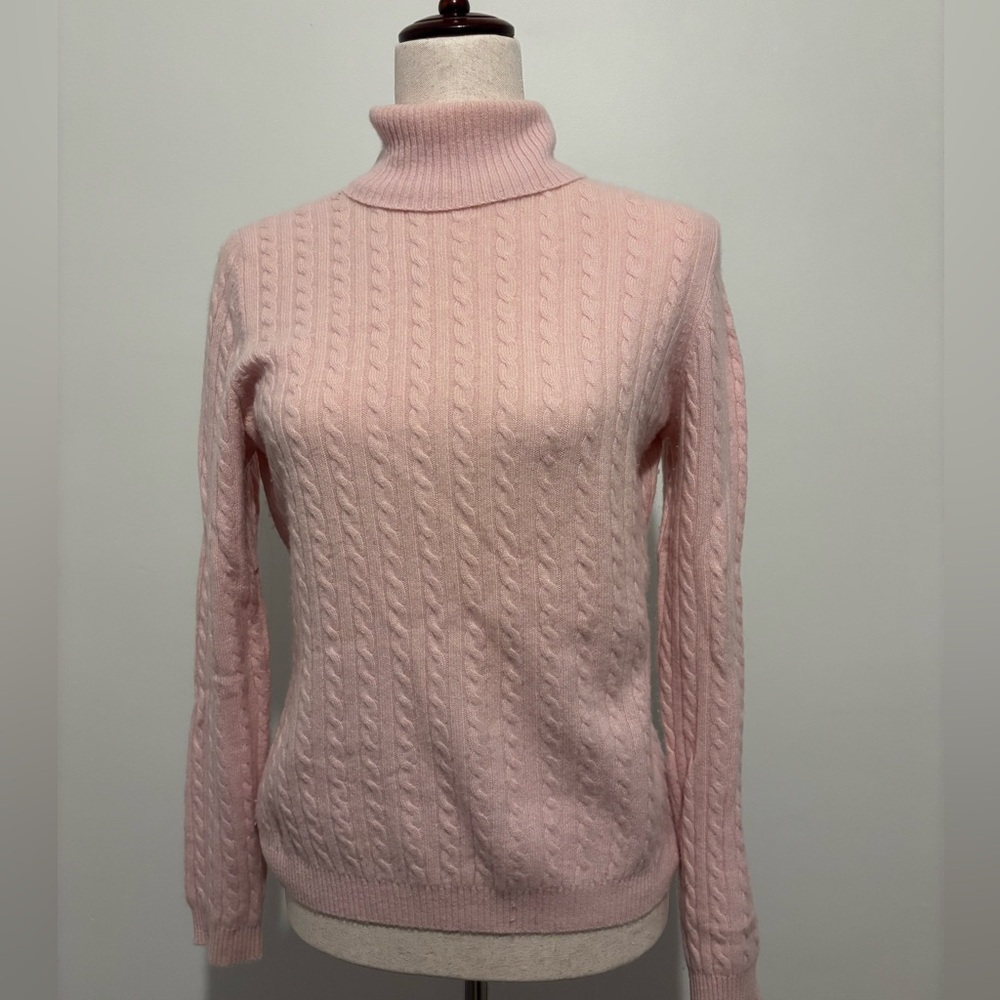 Women’s Charter Club Fitted Turtleneck Cashmere Sweater Light Pink - Picture 4 of 9